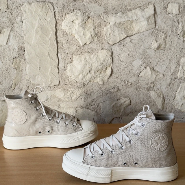 Baskets Compensées Femme GZ Effet Cuir De Crocodile - Pointure 40 - Noir - En Très Bon état Occasion - Fabriqué En Italie