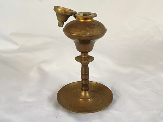Antique Unique Brass Oil Lamp with Lid  Tall 5’’x 3.75’’ From India