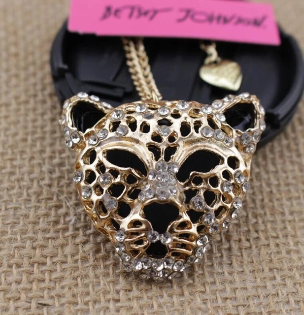 Charm Pendant Fashion Jewelry Rhinestone Leopard head golden Sweater necklace
