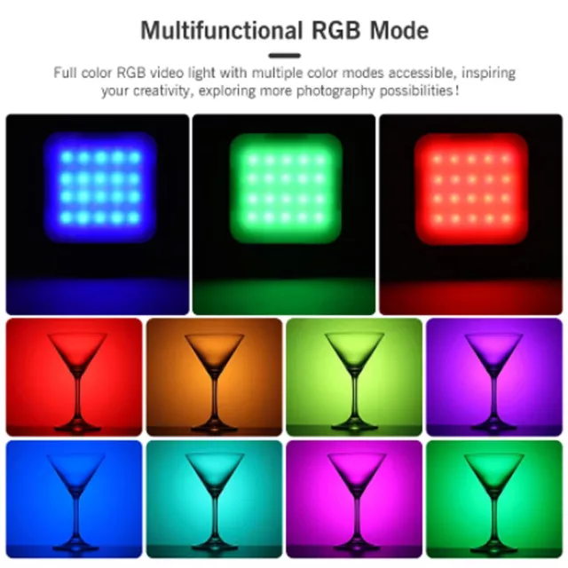 RGB Video Light LED Camera 360° Full Color 2500‑9000K Photography Light 200 OBF