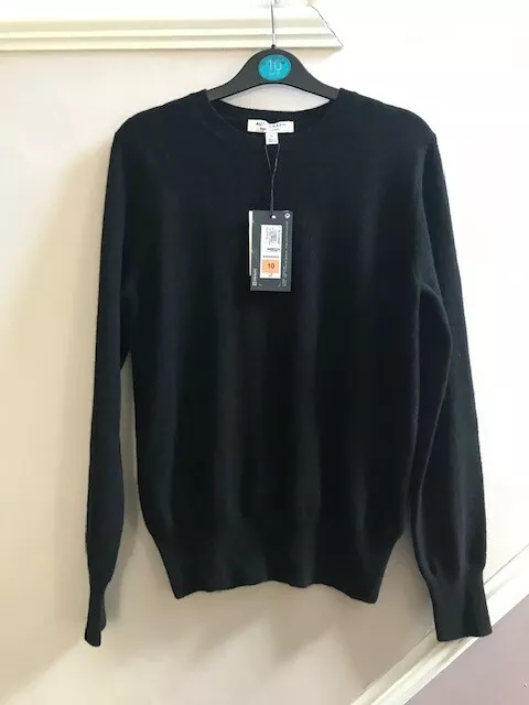 Marks & Spencer Autograph Black Cashmere Jumper Top Size 10 Uk