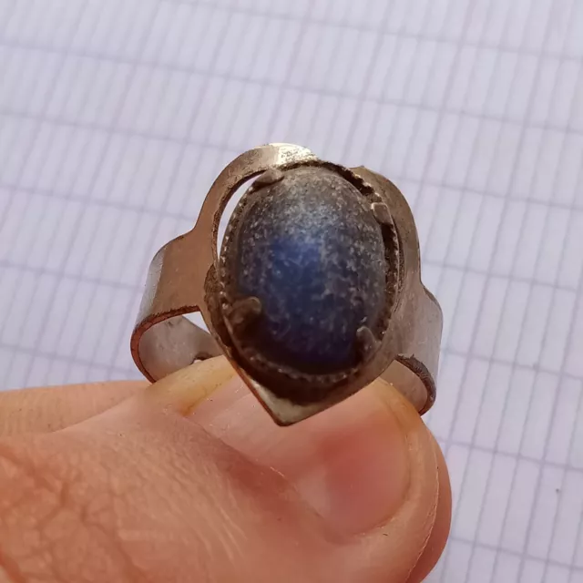 Rare Extremely Ancient Antique Silver Color Ring Light Blue Stone Old Amazing