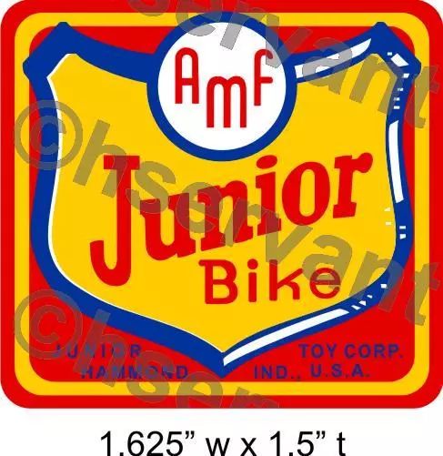 HEADSTAMP -BATWING BIKE VINTAGE AMF JUNIORTRICYCLE DECAL LABEL - ANTIQUE 1950s