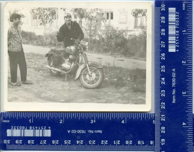 Vintage Photo Men Boy biker motorcycle moto bike Helmet USSR Motorcycle Glasses