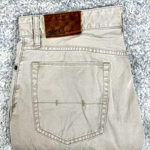 Polo Ralph Lauren slim jeans W32 L32 cotton twill zip fly mens tapered beige