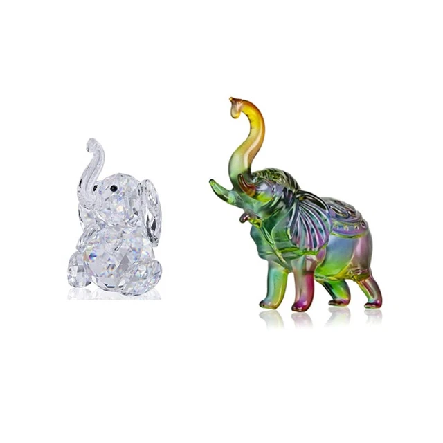H&D HYALINE & DORA Crystal Elephant Figurine Collection Glass Ornament Statue...
