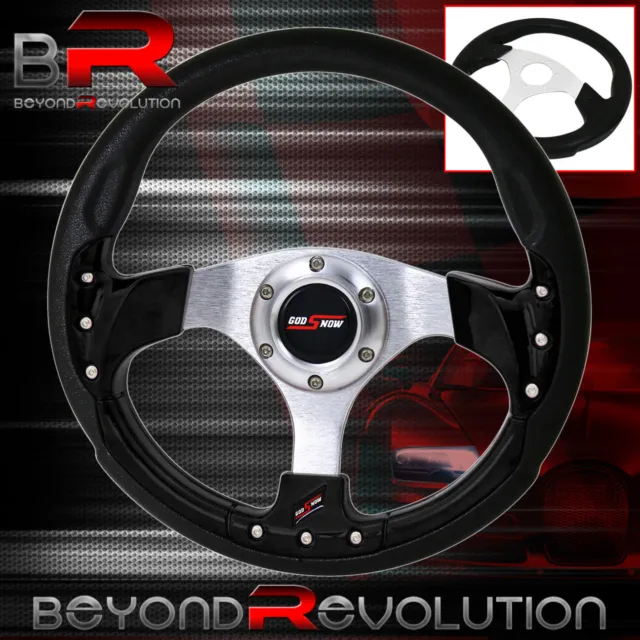 Universal 6Hole Bolt 9Bolt Design Black Fusion Style Steering Wheel Godsnow Horn