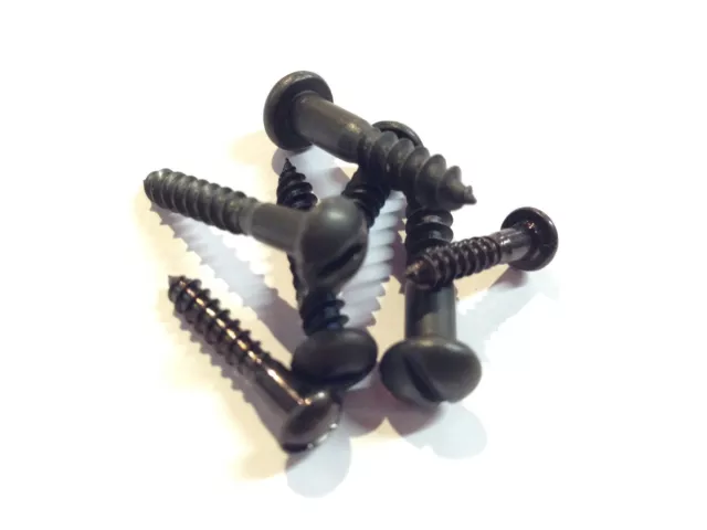 Slotted Black Japanned Round Head Wood Screws - Various Sizes