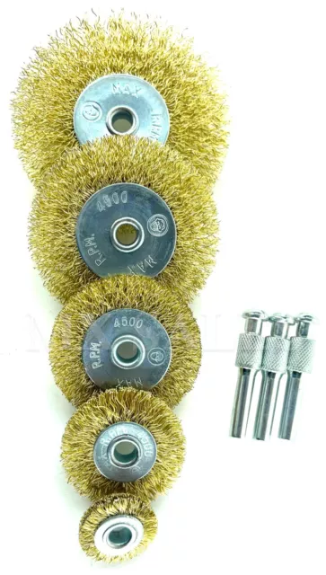 8 Pc 1/4" Shank  Crimped Wire Wheel Polishing Brush Set Dremel Rotary Tool