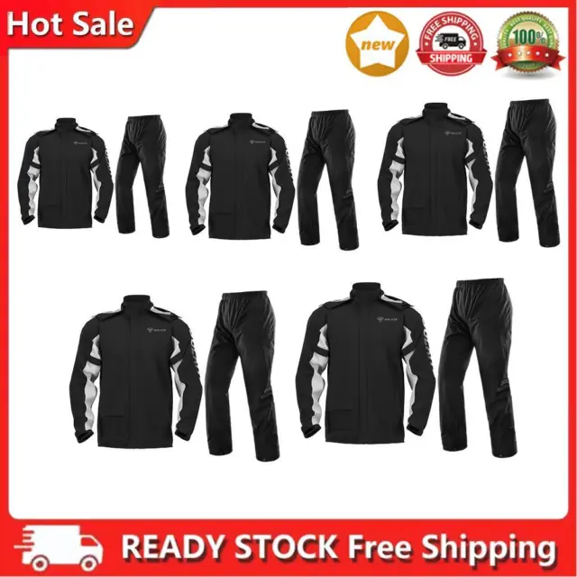 SULAITE Reflective Waterproof Motorcycle Rain Suit 2 Piece Set with Shoe Covers