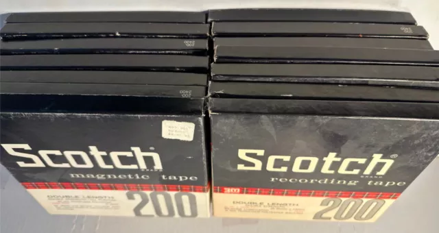 Lot of 14 Used 3M Scotch 200 7" Magnetic Reel to Reel Tape 1/4" x 2400'