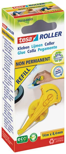 tesa Roller Kleberoller non nicht permanent ecoLogo Nachfüllkassette Refil 59210