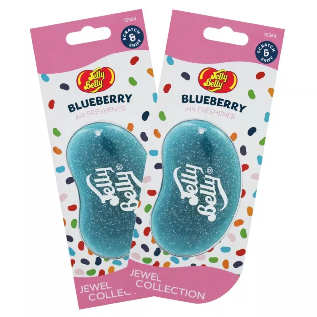 2 x Jelly Belly Jewel Collection Glitter Car Air Freshener Freshner - Blueberry