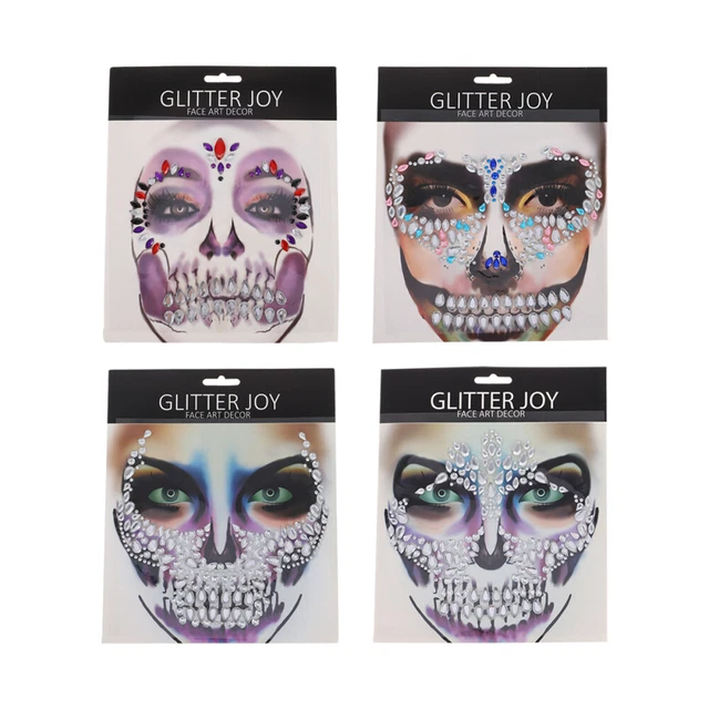 4 hojas pegatinas faciales de Halloween calcomanías de joyas estrás juegos con disfraces