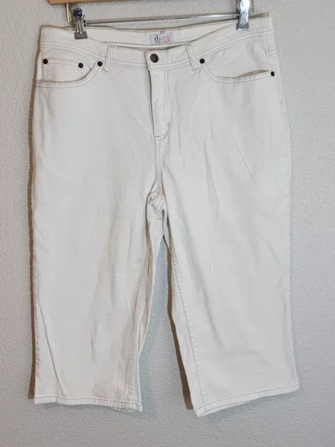 style & co capri jeans womens size 14 regular straight stretch denim white