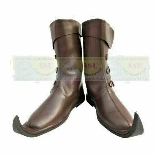 Stivali medievali rinascimentali in pelle rievocazione stivali da uomo scarpe da equitazione