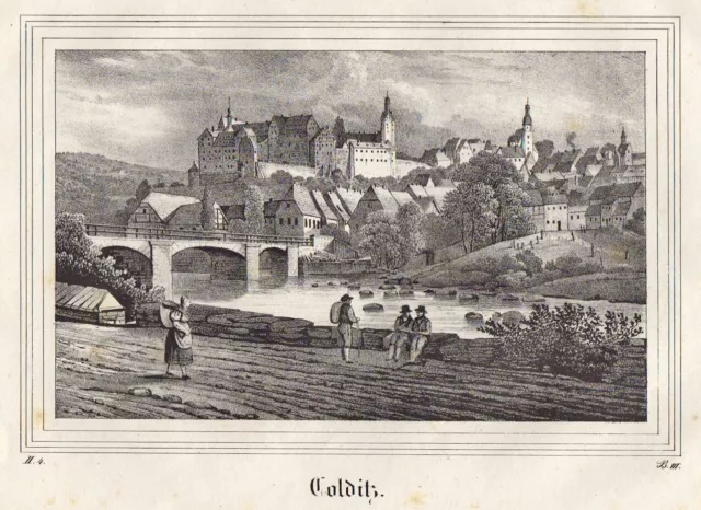 Colditz Sa. Original Lithografie Saxonia 1836