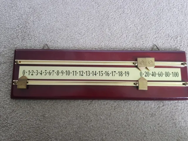 Snooker Wooden Scoreboard 42cm x 12cm sliding score Hanging Mahogany?