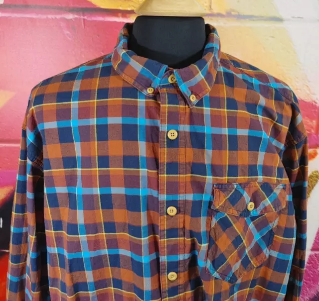 Duluth Trading Shirt Mens 2XL Multicolor Button Down Plaid Long Sleeve Collar