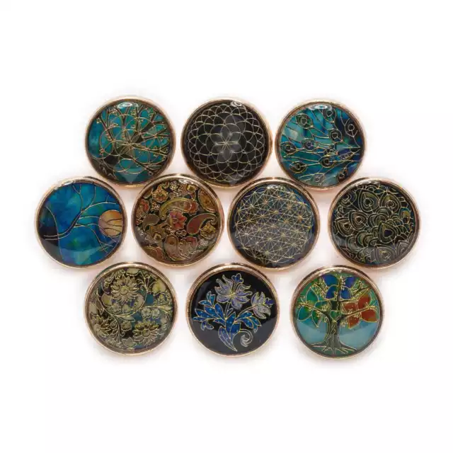 5pcs Retro Time gem Round Metal Buttons for Clothing Sewing Handmade Decor 18mm