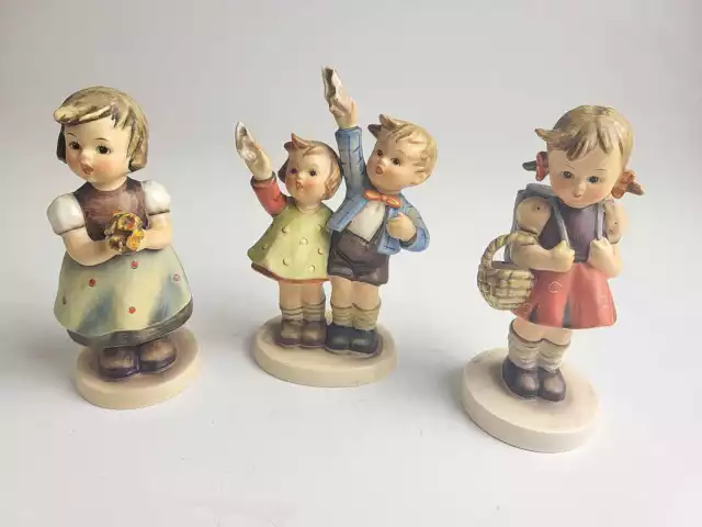 3 x Hummel Figurines - TMK3 - School Girl, Auf Weidersehen, For Mother