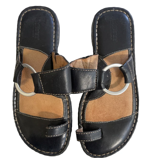 Born Womens Flip Flop Sandals Brown Silver Circle Slip On US 6M Eur 36.5