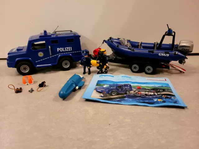 Playmobil: 9396 Bundespolizei Truck mit Schnellboot mit Anleitung