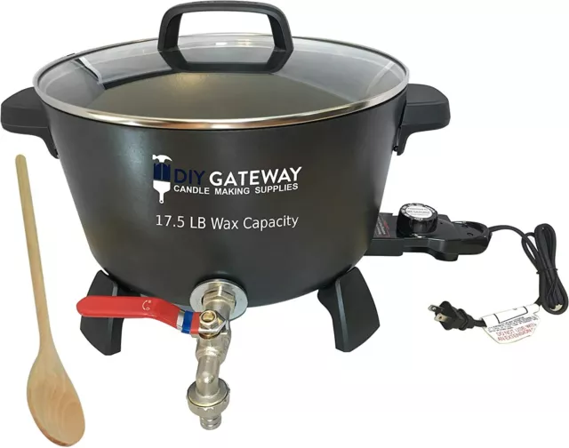Derretidor de cera para hacer velas + cuchara de agitación: capacidad de cera extra grande de 17.5 lb
