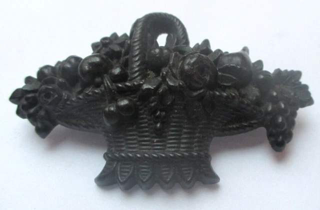 Grande Broche Ancienne Russe - Fleurs Peintes à La Main Sur Bois - Signée - Vintage XXème Siècle