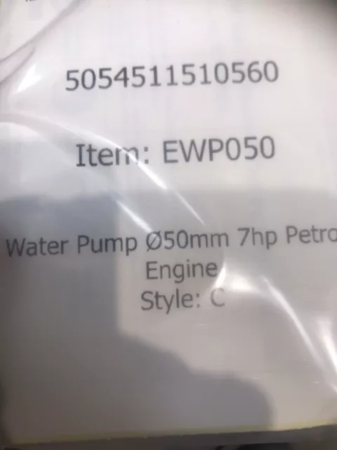 Sealey Petrol Water Pump 2 Inch 50mm 7hp 4 Stroke Petrol Engine EWP050 (C) 3