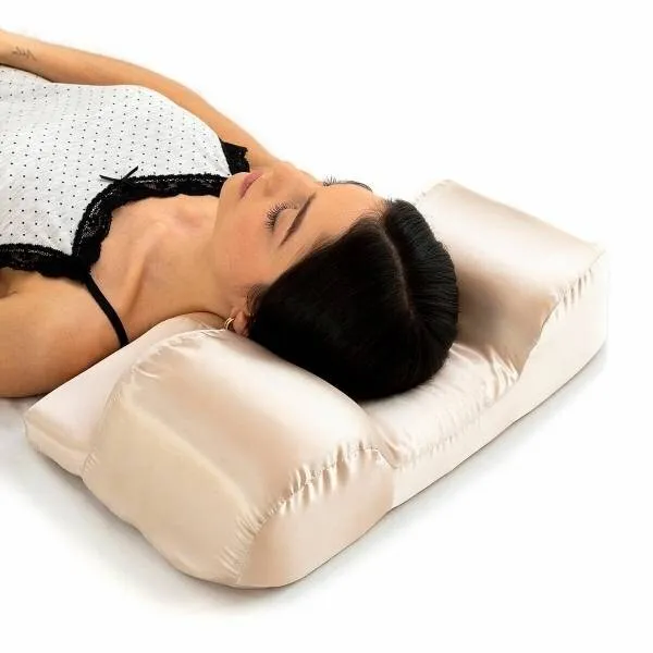 3D Orthopädisches Nackenkissen gegen Schlaffalten Memory-Schaum mit Satinbezug
