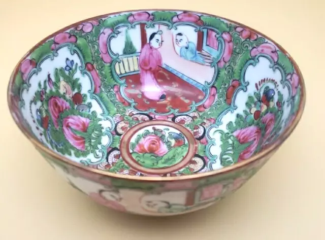 Antique Chinese Famille Rose Medallion Round Bowl 4 1/2” Hand Painted China