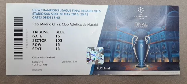 Sammler Used Ticket 2016 Uefa CL FINAL Real Madrid - Club Atletico Madrid Names