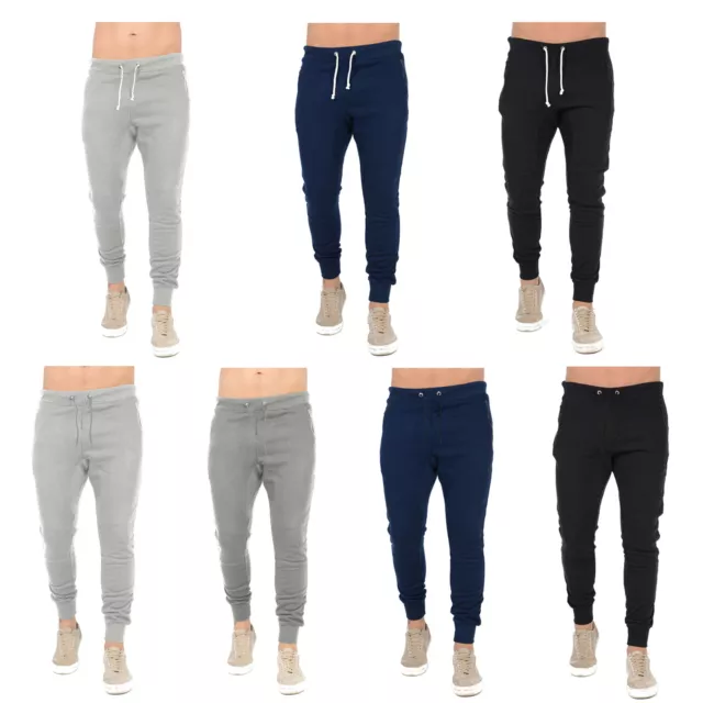 Mens Slim Fit Tracksuit Bottoms Skinny Joggers Sweat Pants Jogging Gym Trousers