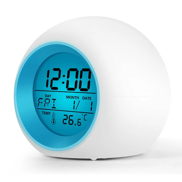 2X(Kids Alarm Clock -   Light Digital Clock With 7 Colors Changing, Press Cfff
