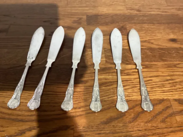 6 x VINTAGE FISH KNIVES KINGS PATTERN SILVER PLATED EPNS A1 MADE IN SHEFFIELD