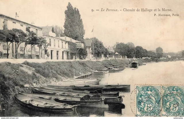 8129 cpa 94 Le Perreux - Chemin de Hallage et la Marne