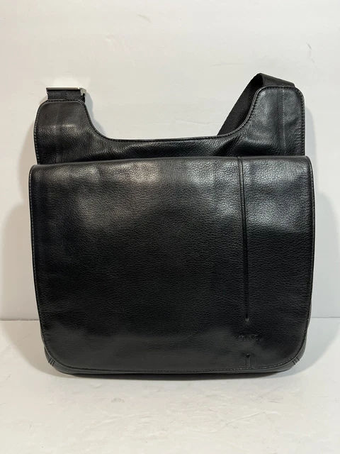 Tumi Black Leather Shoulder Crossbody Small Messenger Bag