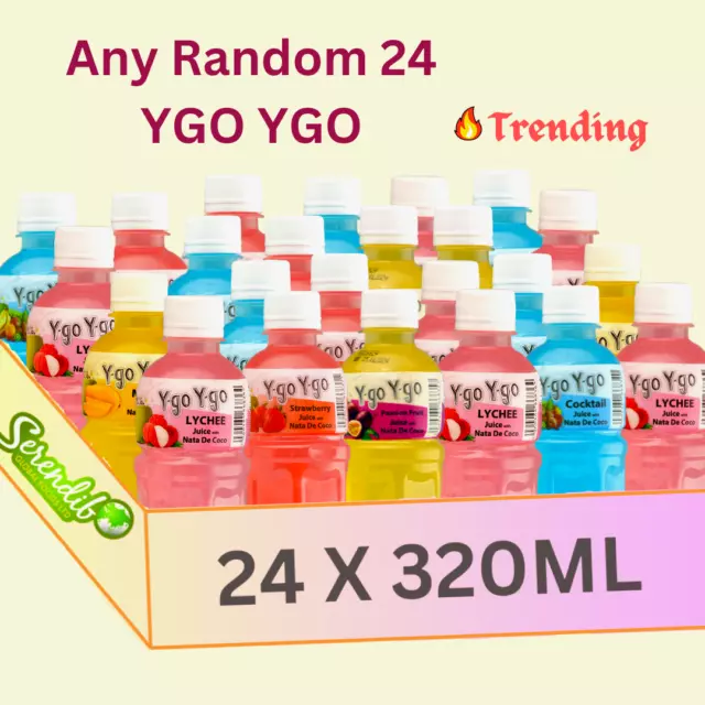 Ygo Ygo Fruit Juice 320ml with Nata De Coco Any Random 24Bottles Assorted Pack