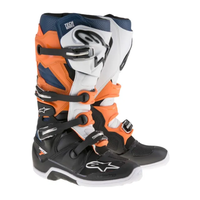Alpinestars Tech 7 Black, Orange & White MX Off Road Boots Men's Sizes 6 & 16