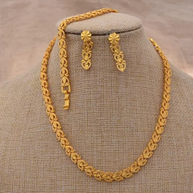 24K African Nigerian Bridal Jewelry Set For Women Bridal African Gold Color Jewe