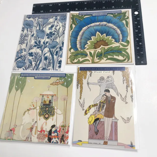 Greeting Card Lot 4 Indian Deco Floral  George Barbier Museums Galleries Britain