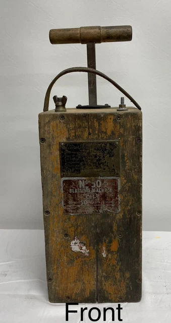 Antique C-I-L Blasting box, plunger machine, dynamite detonator dove tail no. 50