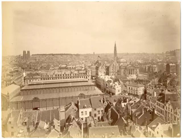 Belgique, Bruxelles, vue générale de la ville  Vintage albumen print Tirage