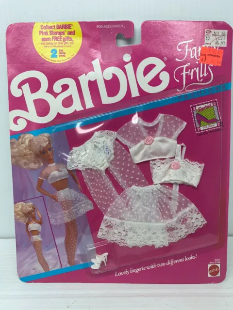 BARBIE - FANCY FRILLS FASHIONS - PINK/PURPLE/AQUA - TWO LINGERIE LOOKS -  BOXED #2976 - MATTEL 1991