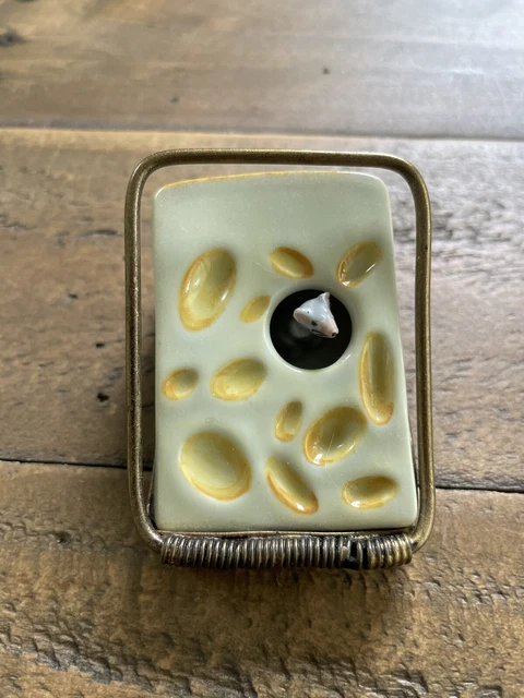 French Limoges Trinket Box Mouse in Swiss Cheese Slice Mouse Trap Rare