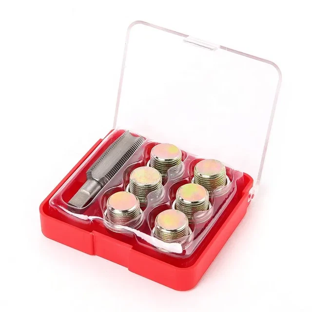 7pc M15 x 1.5 Oil Pan Thread Repair Kit Set Sump Drain Plug Repair Tool Kit