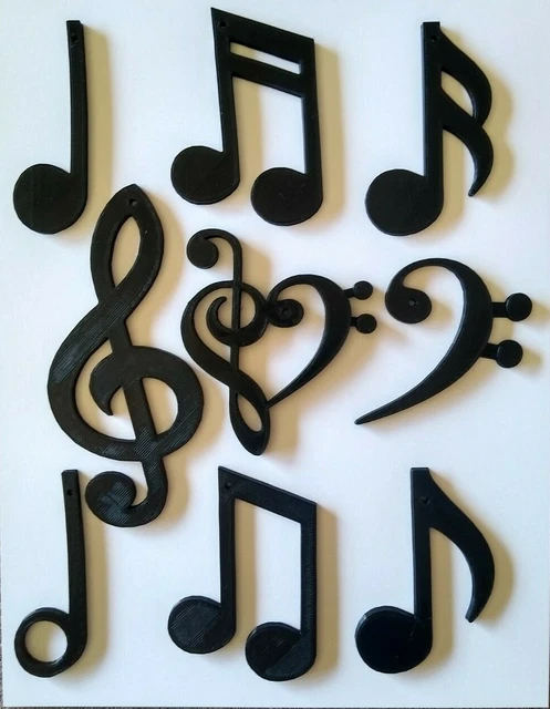Black Music Notes & Treble Bass Clef Heart Wall Music Decor