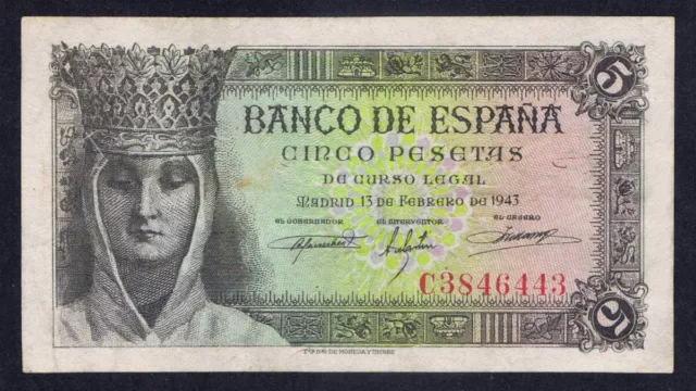 5 pesetas 1943 Isabel la Católica. Serie C. EBC-