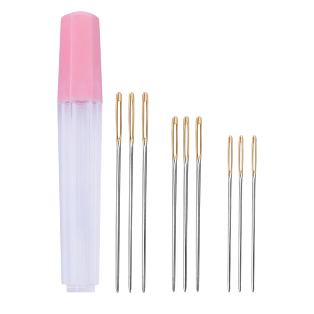 9 un. hilo artesanal con bordado de tubo con estuche para coser ojos grandes